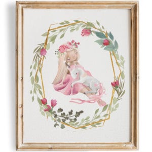 Unicorn Wall Décor For Girls Room |Girl With a Unicorn | Art Print - 8x10