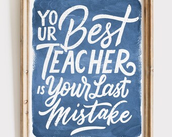 Inspirational Teacher Quote Print - Handmade Linen Embossed Wall Art (8x10)