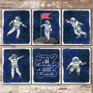 Astronauts In Space Art Prints (Set of 6) - 8x10s