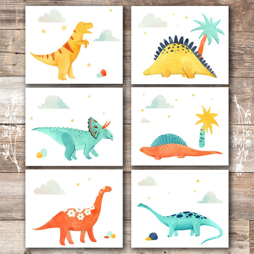 Dinosaur Wall Decor Art Prints set of 6 8x10s Etsy