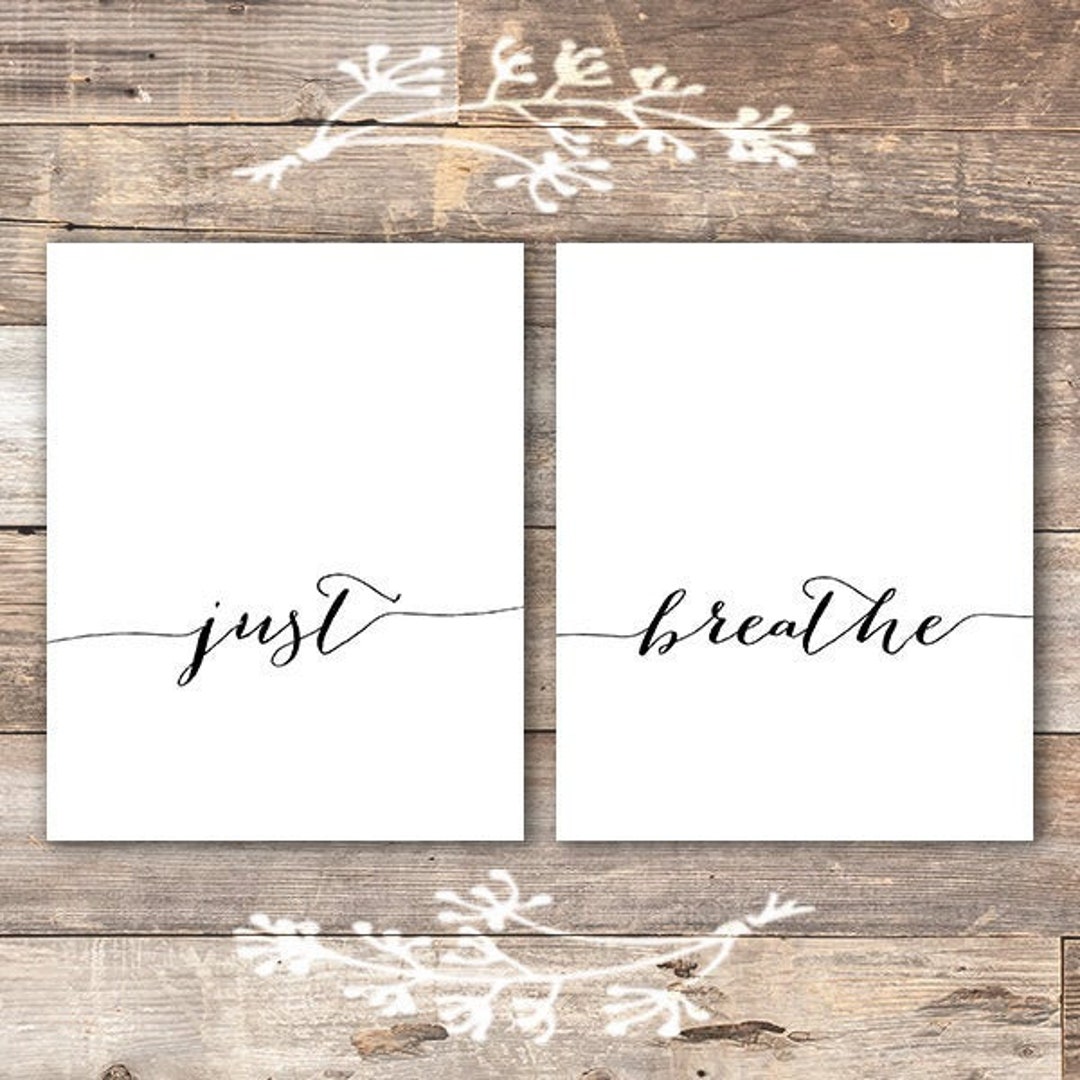Just Breathe Wall Art Prints set of 2 8x10 Inspirational Wall Art Etsy