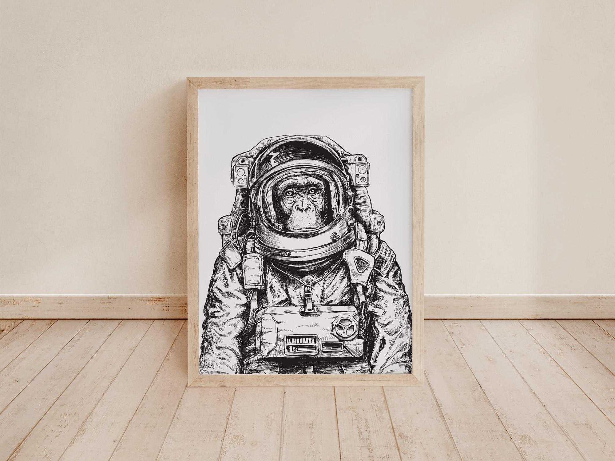 Astronaut Monkey Art Print - 8x10 | Space Monkey - Etsy