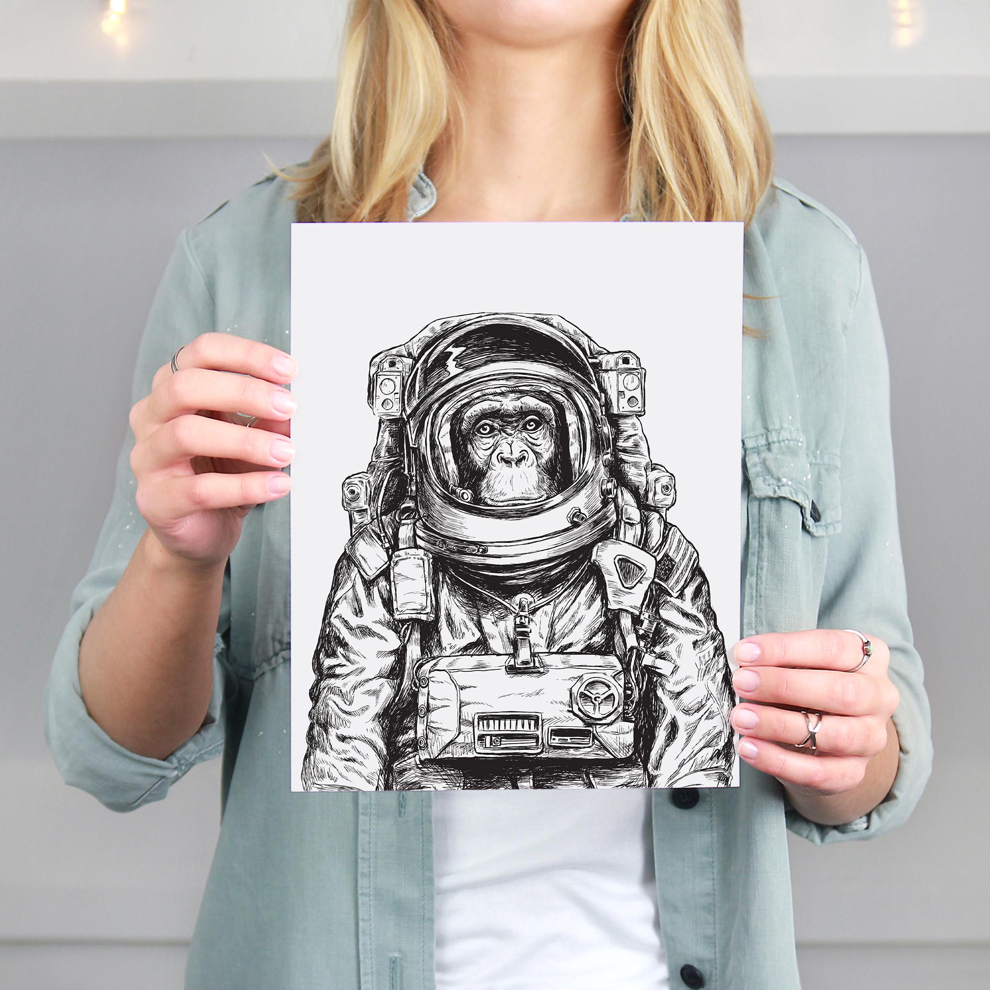 Astronaut Monkey Art Print - 8x10 | Space Monkey - Etsy