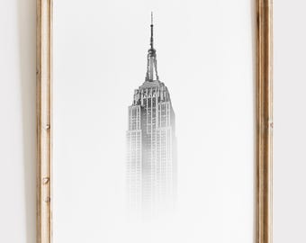 Empire State Building in the Mist Art Print - 8x10