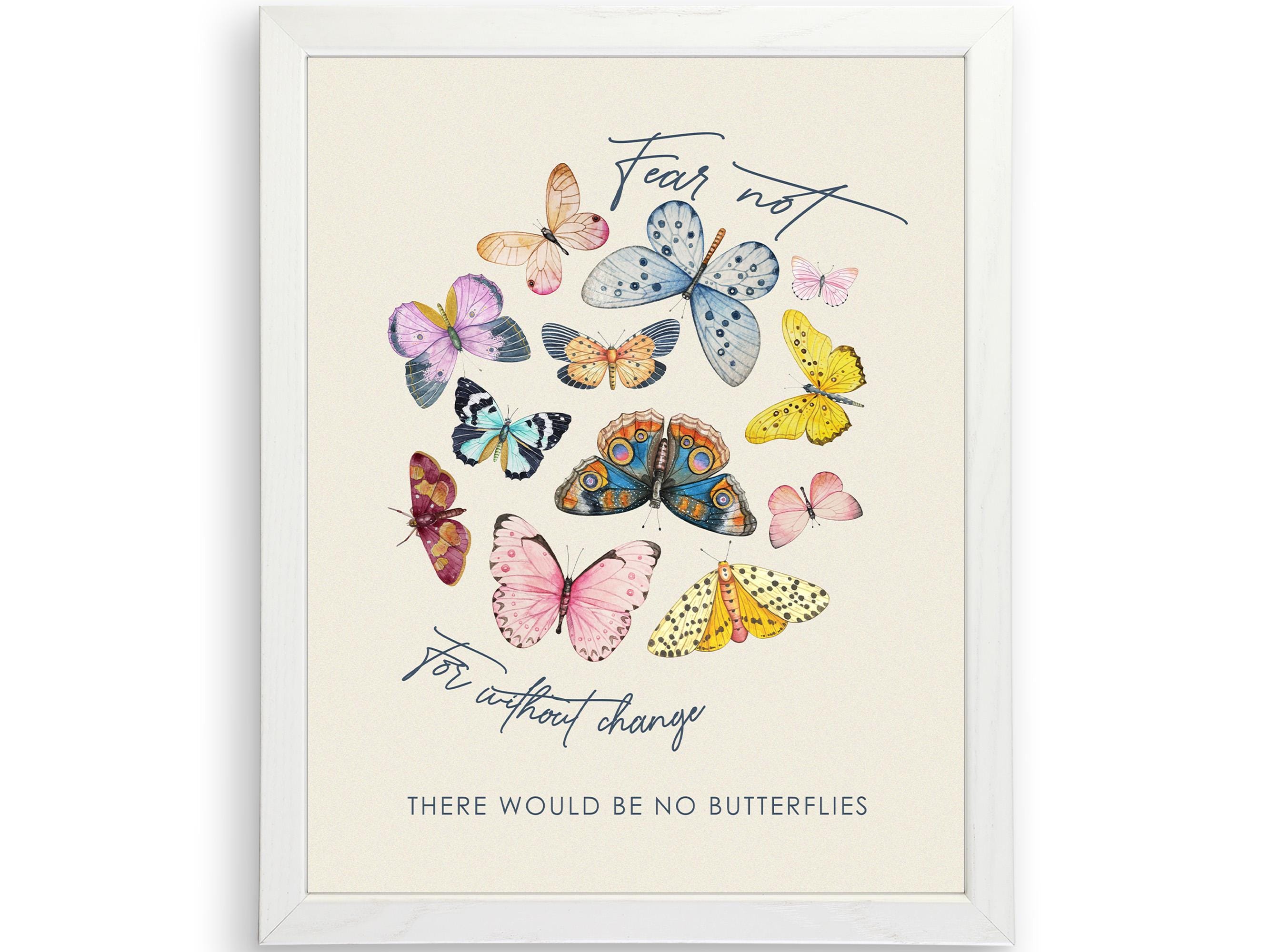 Fear Not Butterflies Art Print | Vintage Insect Wall Art