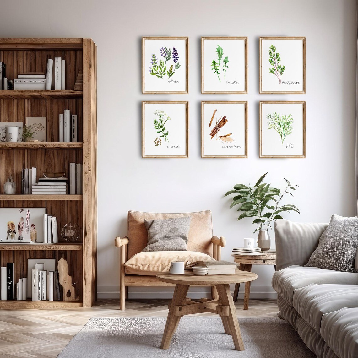 Kitchen Herbs Art Prints - Botanical Prints - (set of 6) - Unframed ...