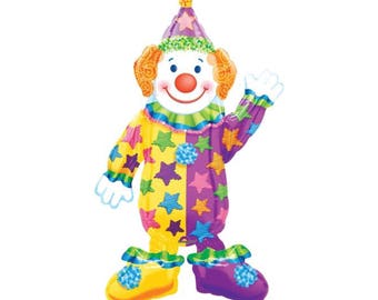 44" Clown Foil Balloon- Full Body - circus, carnival themed birthday party