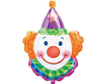 25" Clown Foil Balloon - circus, carnival themed birthday party