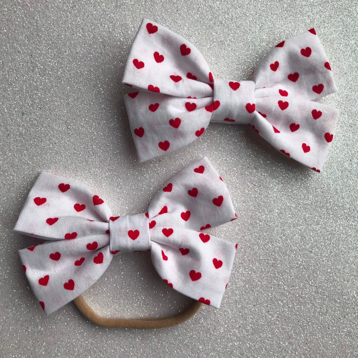 Hearts Hair Bow | Valentine's Day | Nylon Headband | Hair