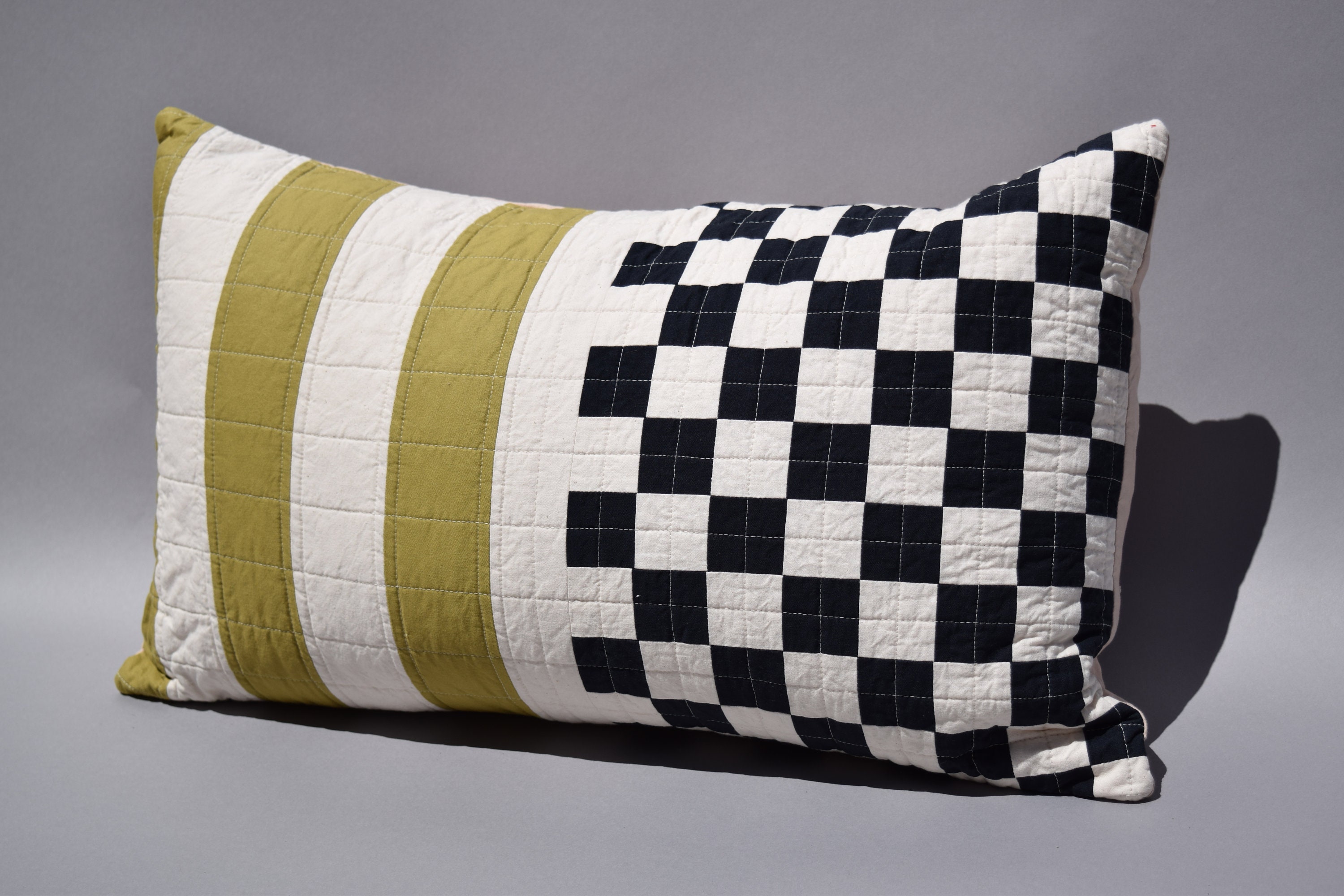 Lumbar Quilted Throw Cushion Decorative Pillow Case Cotton Cushion