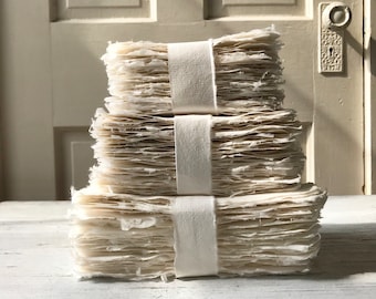 Bulk (50)  handmade paper sheets, deckled edge, torn edge, blank wedding invitations, rag paper, wedding paper, custom printing, stationery