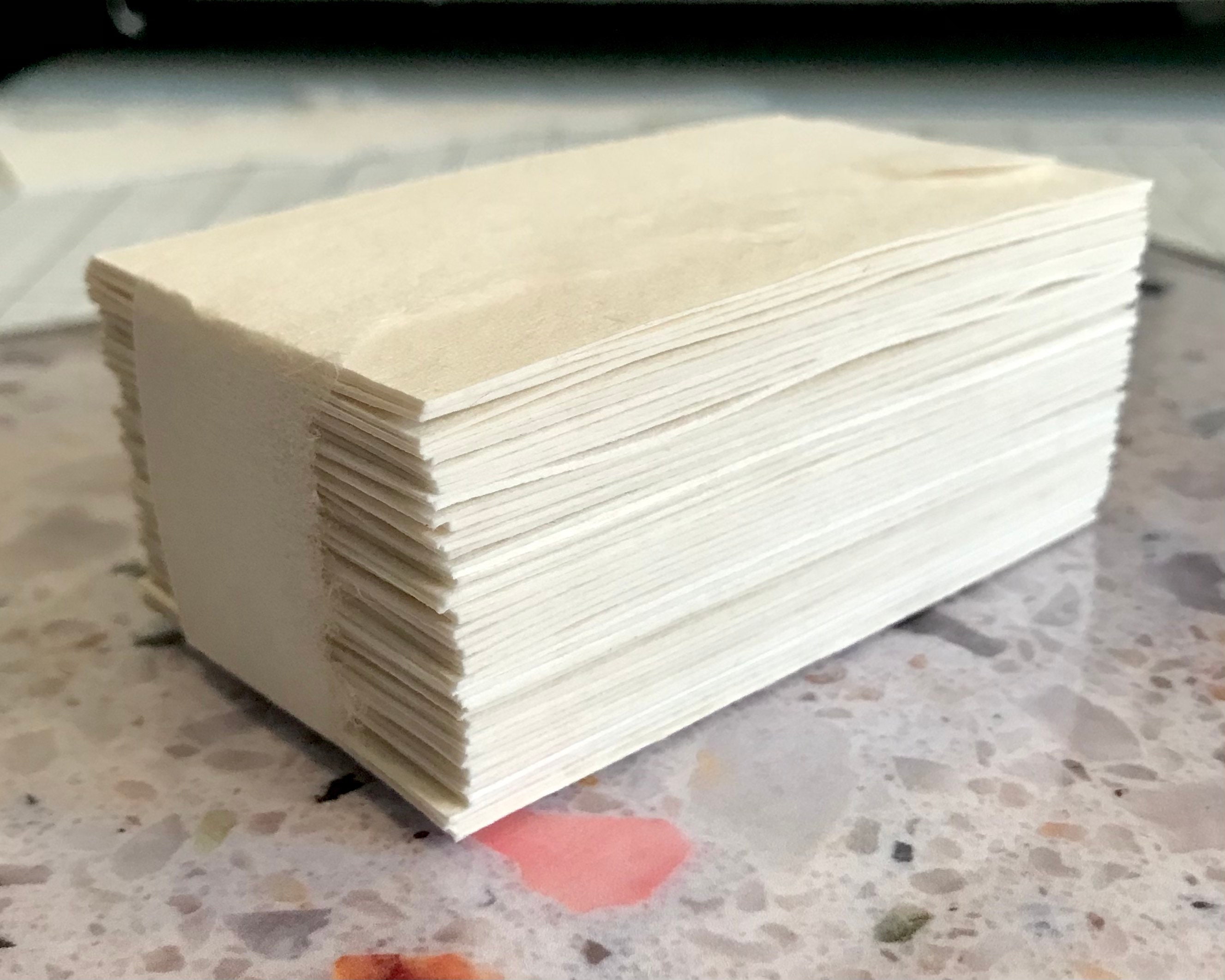 Business Card Size Bulk Pack of 50 Cut Edge Handmade Paper, Cotton