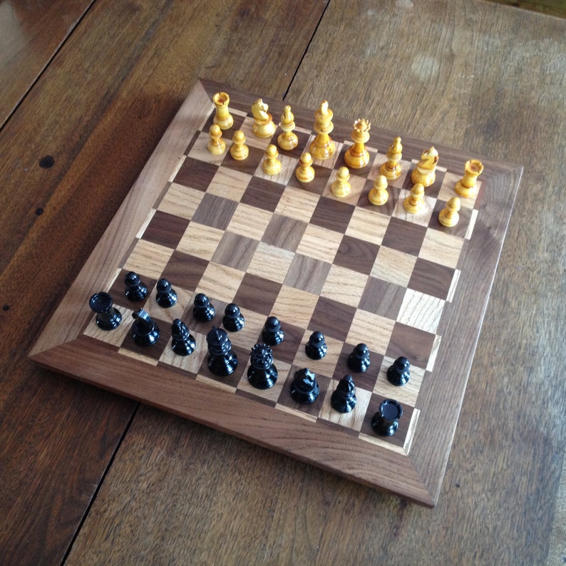 Wooden Chess Board Diy Handmade Wooden Chess Board with Striped Border | Etsy