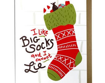 Funny Christmas Card - Funny Holiday Cards, Sarcastic, Big Socks Stocking