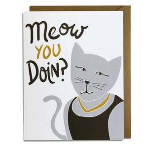 Tarjeta "Simplemente porque sí": divertida tarjeta de Hola, Hola, Amigo, Tarjeta de maullido de gato
