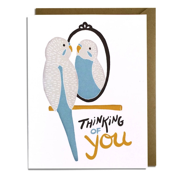 Funny Love Card - Friend, Thinking of You, Miss You, Bird Parakeet Card