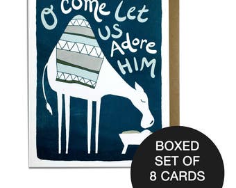 Nativity Christmas Cards: Religious Holiday Card Set of 8