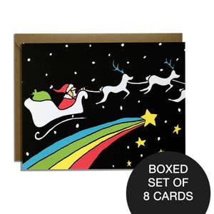 Funny Christmas Boxed Card Set Funny Holiday Cards, Funny Christmas Card, Space Santa, Magical Christmas, Set of 8 image 1