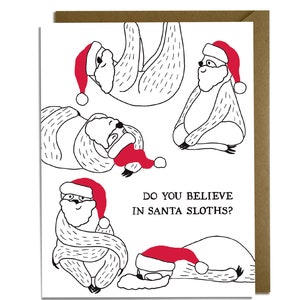 Lustige Weihnachtskarte - Santa Faultiere, Faultier