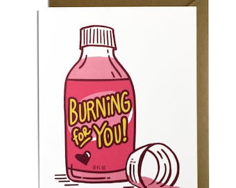 Funny 'Burning For You' Valentine's Day Card for husband