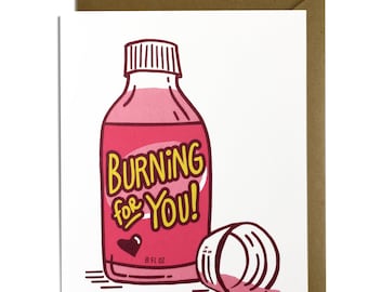 Funny Valentine Card - Valentine's Day Card, Anniversary Card, pepto, pop culture