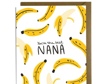 Funny Nana Card - Pour la fête des mères, grand-mère, grand-mère, MeeMaw, bananes, meilleure Nana