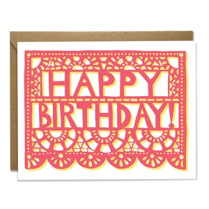 Birthday Card - Papel Picado, Banner, Fiesta, Pink