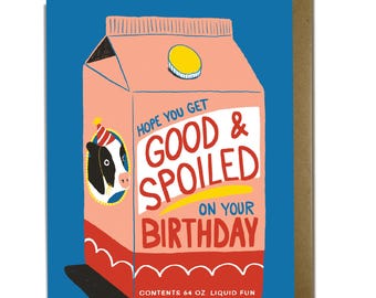 Funny Spoiled Milk Carton Birthday Card - Blank Inside