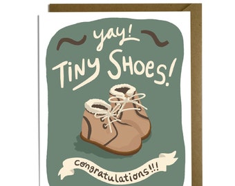 Sweet Baby Card - tiny shoes, natural, gender neutral, girl, boy