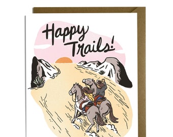 Carte de mariage amusante - Happy Trails, Sud-ouest, Bohème, Cowgirl, Cowboy, Cheval, Chevaux, Rodéo, Texas