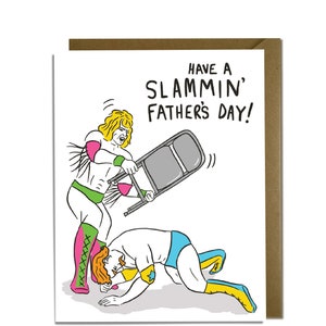 Funny Father's Day Card - wrestling, chair slam, world