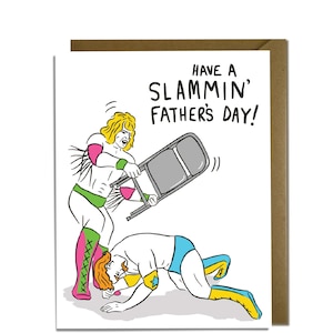 Lustige Vatertags Karte - Wrestling, Chair Slam, World