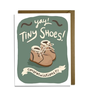 Sweet Baby Card - tiny shoes, natural, gender neutral, girl, boy