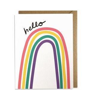 Carte arc-en-ciel - bonjour, bonjour, amitié, heureux, joyeux, blanc, carte pour notes image 1