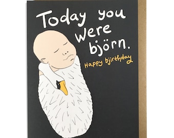 Carte d'anniversaire amusante - Snarky, culture pop, rock, mode, étrange, joyeux anniversaire, Bjorn, années 90