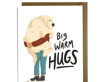 Friend Card - Hug, Goldendoodle, Just Because, Thinking of You, Sympathy, Empathy, Sorry