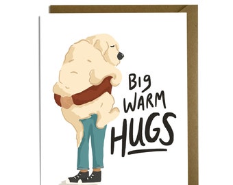 Carte d'ami - câlin, Goldendoodle, juste parce que, je pense à vous, sympathie, empathie, désolé
