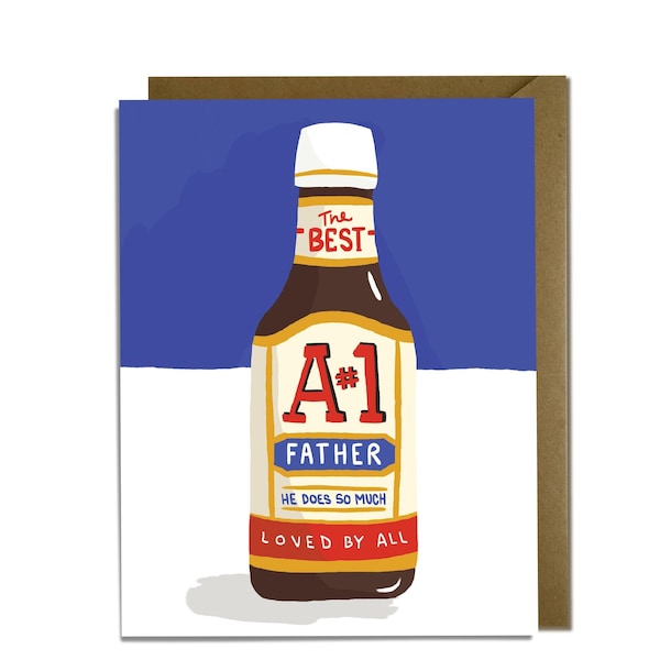 Father's Day Card - A number 1 dad, best dad, steak sauce, griller, meat