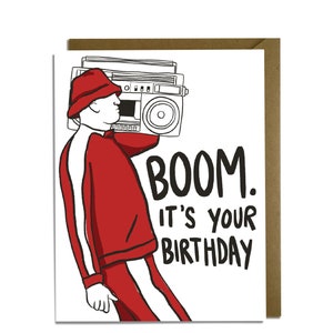 Grappige verjaardagskaart - boombox uit de jaren 80