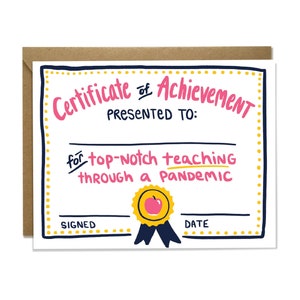 Funny Teacher Card - 2020 2021, enseignement du masque virtuel