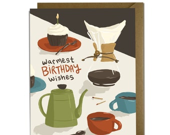Coffee Lovers Birthday Card - pour over, barista, roaster