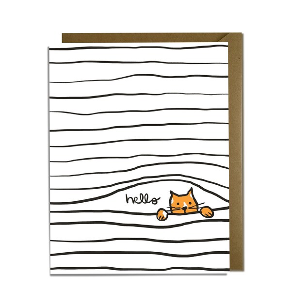 Friend Card - Cat, Hello, Funny, Sweet, Blank, Meow, Purr, Cat Blinds