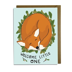 Carte bébé - Bienvenue petit renard, forêt, garçon, fille