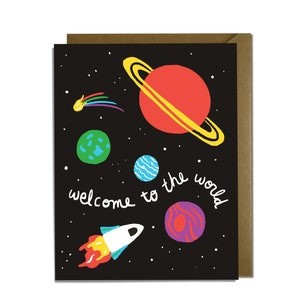 Baby Card - Baby Gift, Space, Planets, Galaxy, World, Boy, Girl