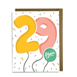 Carte d'anniversaire 29 ballons