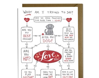 Funny Valentine Card - Valentine's Day, Funny Love Card, Anniversary, Decision Tree Card, Dog Card