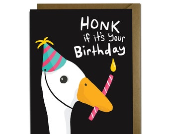 Carte d'anniversaire amusante - oie, klaxon