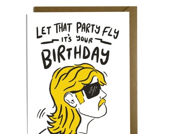 Funny Mullet Birthday Card - for him or her, 80s, 90s