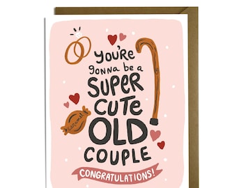 Funny Wedding Card -  Friend Wedding Card, Sweet Wedding Card, Funny Engagement Card, Old Couple