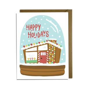 Kartka świąteczna - Midcentury Modern Gingerbread House Snow Globe Kartka świąteczna